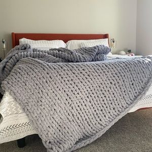 Handmade chunky knit throw blanket